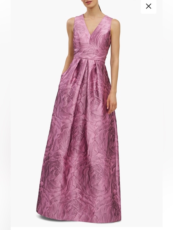 Kay Unger Dresses & Skirts - Kay Unger Mauve Pink Rose Jacquard V-Neck Maxi Gown, sz 12, new